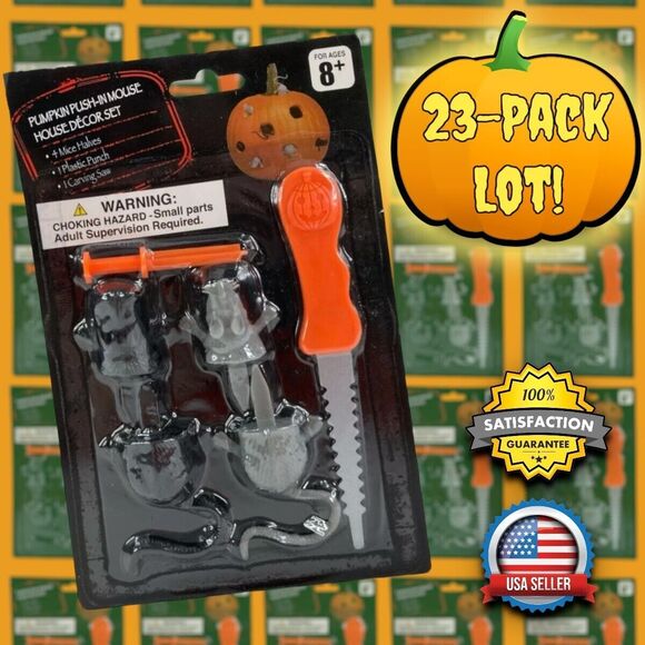 23-PACK LOT Push-In Mouse Mice Pumpkin Decorating Sets Jack-O-Lantern Halloween - Picture 1 of 14